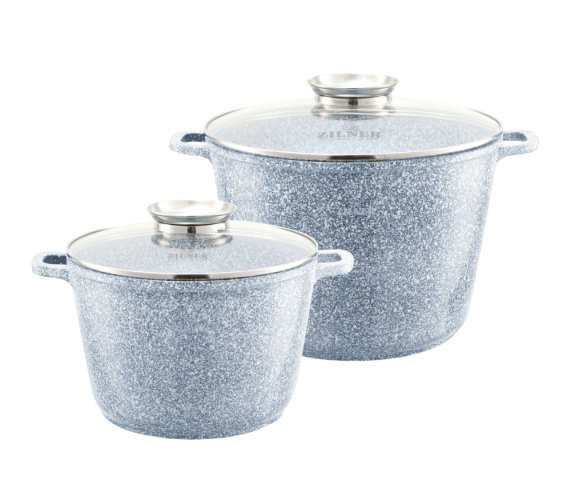 Set of ceramic-marble pots - 4 pcs, grey