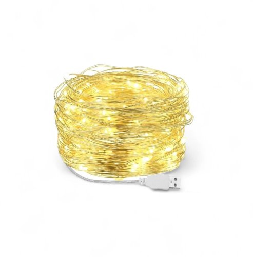 Vnitřní vánoční mikro řetěz 5 m 50 LED USB - teplá bílá