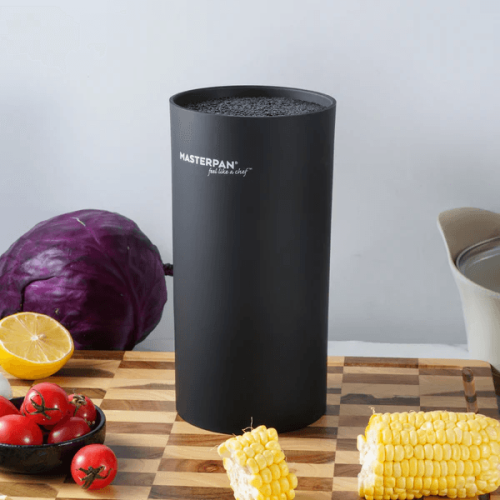 Kuchyňský stojan na nože – černý soft-touch design, 22 cm