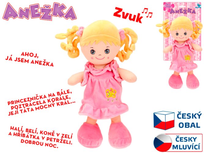 Panenka Anežka 36cm na baterie česky mluvící a zpívající blondýnka
