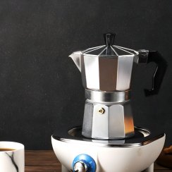 Hliníková moka konvice na espresso 600 ml – pro plynový sporák i keramickou desku