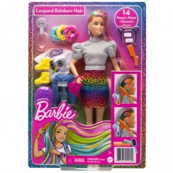 Barbie leopard doll with rainbow hair - MATTEL