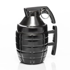 Grenade-shaped mug with round spout - BLACK