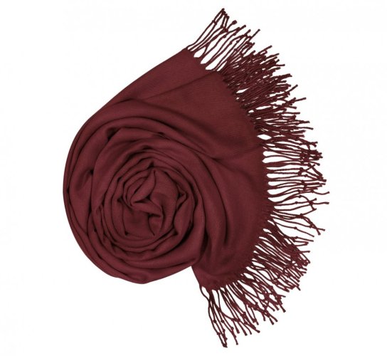 Bordowa pashmina damska P9 / Szalik damski bordowy