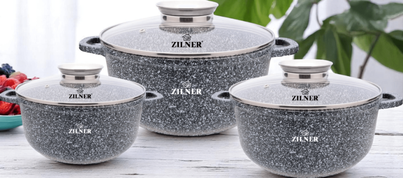 Set of pots with marble surface and accessories - 6pcs