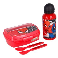 4 pcs urban kkback to school set in gift box aluminium bottle 400 ml funny sandwich box wcutlery spiderman urban web