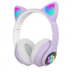 Wireless headphones with cat ears - B39M, purple
