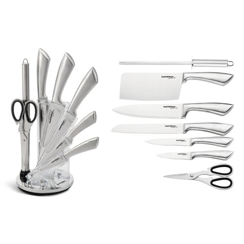 Stainless steel kitchen knife set with stand - 8 pcs
