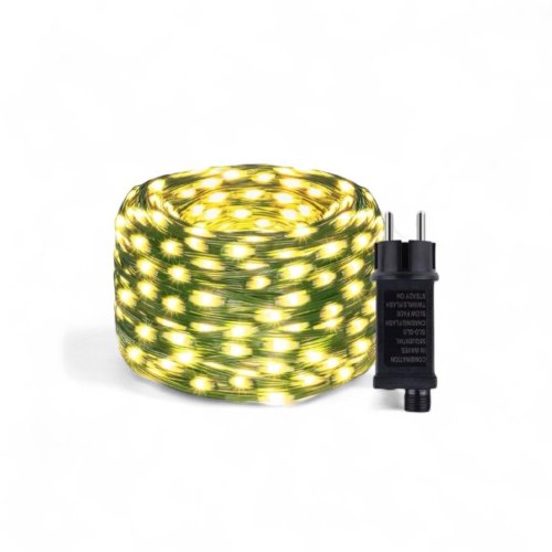 Venkovní vánoční mikro řetěz 50 m 500 LED zelený kabel - teplá bílá