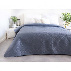Luxusná prešívaná prikrývka cez posteľ - modrošedá 220 × 240 cm