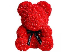 Miś wykonany z róż z cyrkoniami - 25 cm