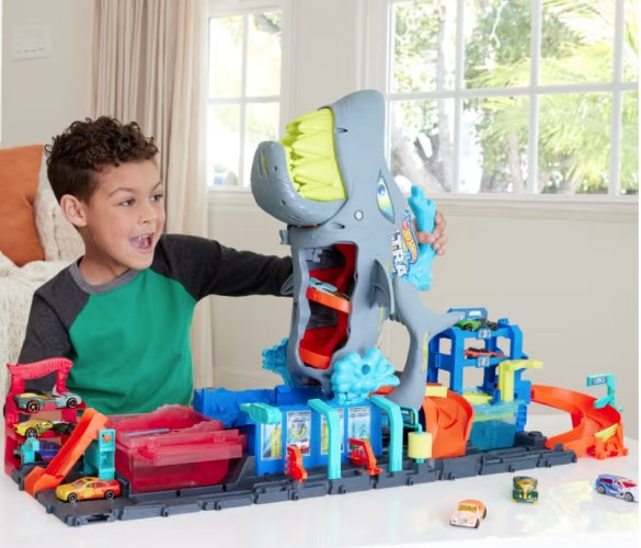 Hot Wheels City Color Reveal - Automyčka sa žralokom