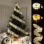 Wstążka świąteczna z dekoracjami LED 2M - złota
