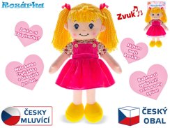 Bábika Rozárka, mäkké telo, 35 cm, na batérie, česky hovoriaca blondínka, 0m+, v taške