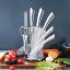 Stainless steel kitchen knife set with stand - 8 pcs