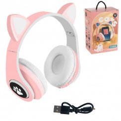 Wireless headphones with cat ears - B39M, pink