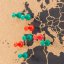 Korková nástěnná mapa světa- přírodní, černá L