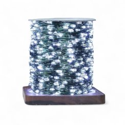 Venkovní vánoční mikro řetěz 50 m 500 LED zelený kabel - studená bílá