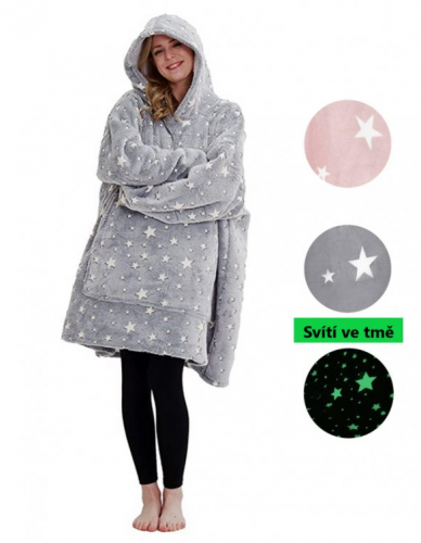 Shining blanket with sleeves and hood - pink