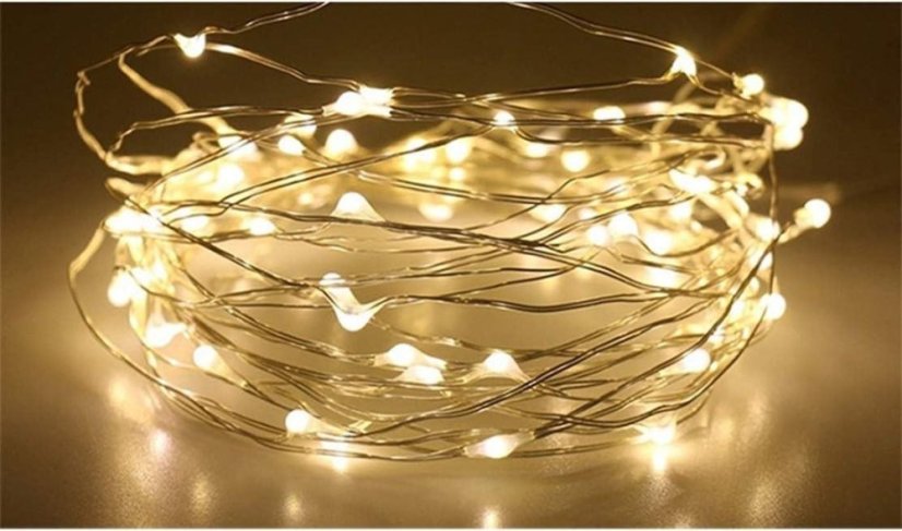 Vnitřní vánoční mikro řetěz 10 m 100 LED USB - teplá bílá