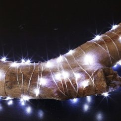 Vnitřní vánoční mikro řetěz 3,5 m 35 LED na baterie - studená bílá