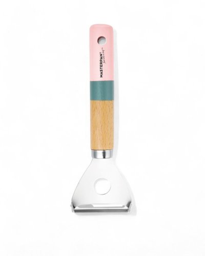 Vegetable peeler with wooden handle - pink-blue