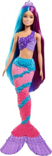Barbie kouzelná mořská víla vlasy fialově-růžové - MATTEL