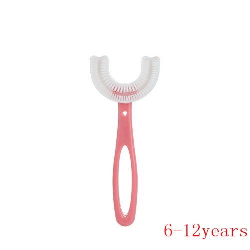 Bàn chải đánh răng hình chữ U cho bé 6-12 tuổi - hồng