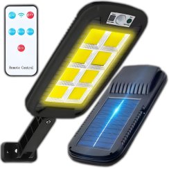 Solarna lampa LED – ogrodowa latarnia uliczna z pilotem, czujnikiem ruchu i zmierzchu
