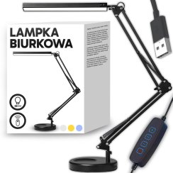 Biurkowa lampa kreślarska LED do pracy i do szkoły, 3 barwy światła, regulowana, wydajna - E143-2