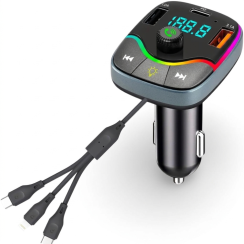 Bezprzewodowy nadajnik FM Bluetooth do samochodu z funkcją szybkiego ładowania QC 3.0 i zestawem głośnomówiącym