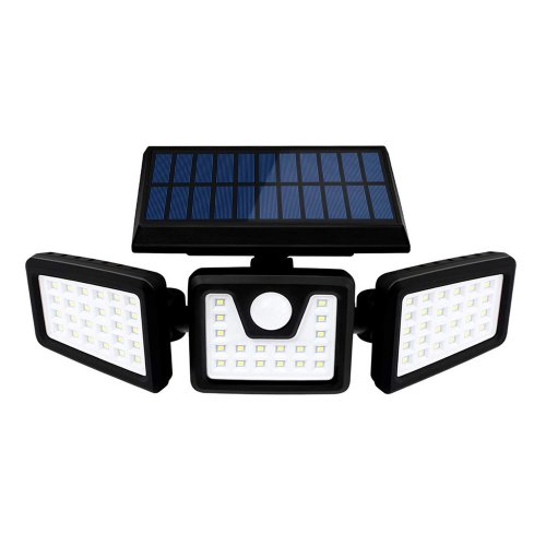 Solar LED luminaire adjustable to three sides