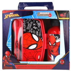 4 pcs urban back to school set in gift box aluminium bottle 400 ml funny sandwich box wcutlery spiderman urban web
