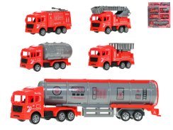 Pojazdy strażackie 11-23,5 cm, bieg wsteczny, 5 sztuk w pudełku