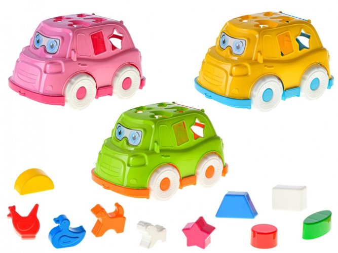 Auto vkládačka 2v1 Geometrické tvary a zvířátka, více druhů