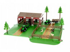 Farm with animals and agricultural vehicles