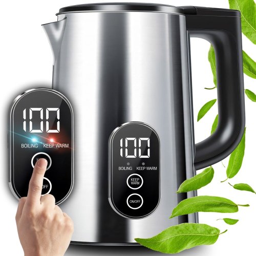 Ấm đun nước điện có điều khiển nhiệt độ 1,8 l thép màn hình cảm ứng 1800 W