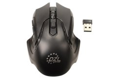 Mysz bezprzewodowa 2,4 GHz, 6 przycisków, 1600 DPI – czarna