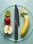 Set of kitchen knives with marble pattern and stand - 8 pcs