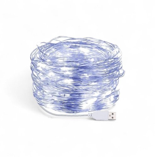 Vnitřní vánoční mikro řetěz 5 m 50 LED USB - studená bílá