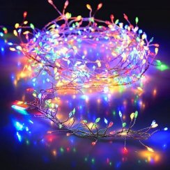 Venkovní vánoční nano řetěz 10 m 300 LED se záblesky s časovačem zelený kabel - barevný