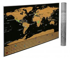 Veľká stieracia mapa sveta - čierna