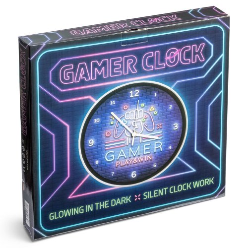 GAMING wall clock - glows in the dark