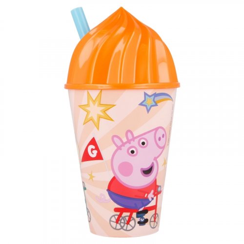 Plastic drinking cup in the shape of ice cream with straw Piglet Pepa 430 ml