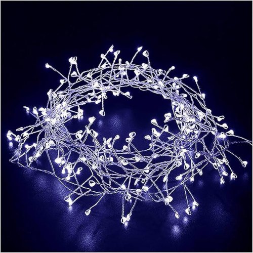 Venkovní vánoční nano řetěz 100 m 3000 LED s časovačem zelený kabel - studená bílá