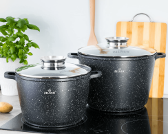 Kvalitní sada 2 vysokých mramorových hrnců 10.2L + 6.2L