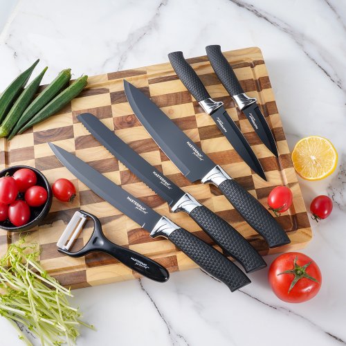 Set of kitchen knives with non-stick surface - 6 pcs