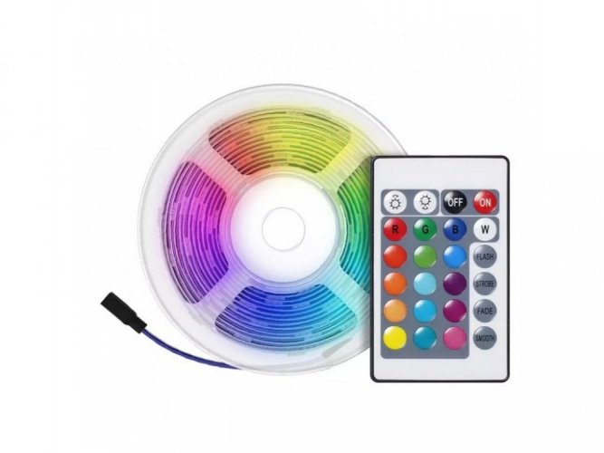 Farebný LED 2835 RGB pásik s trafom a diaľkovým ovládaním - 5m