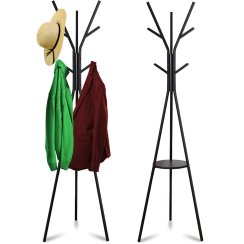 Stojący metalowy wieszak na ubrania stojak czarny loft 9 haczyków 180 cm