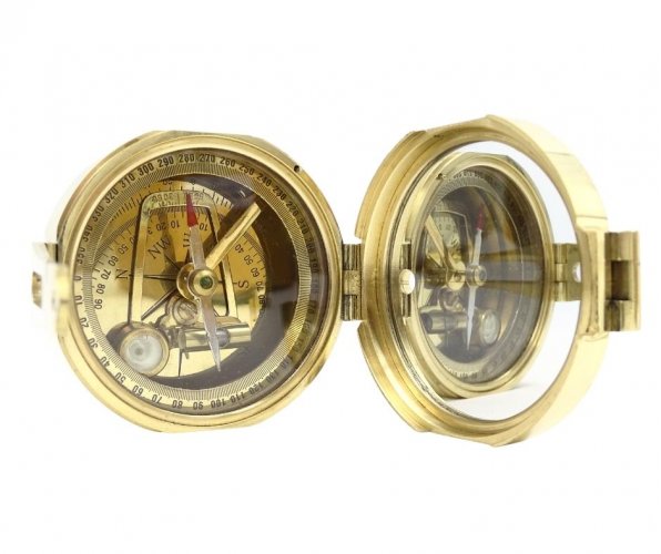 Brunton brass compass in wooden box